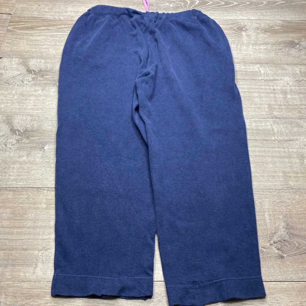 Polo Ralph Lauren Sweatpants Mens M Navy Blue Pink Drawstring Wide Leg Lounge